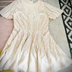 Embellished Skate Dress with Sequins in Blush